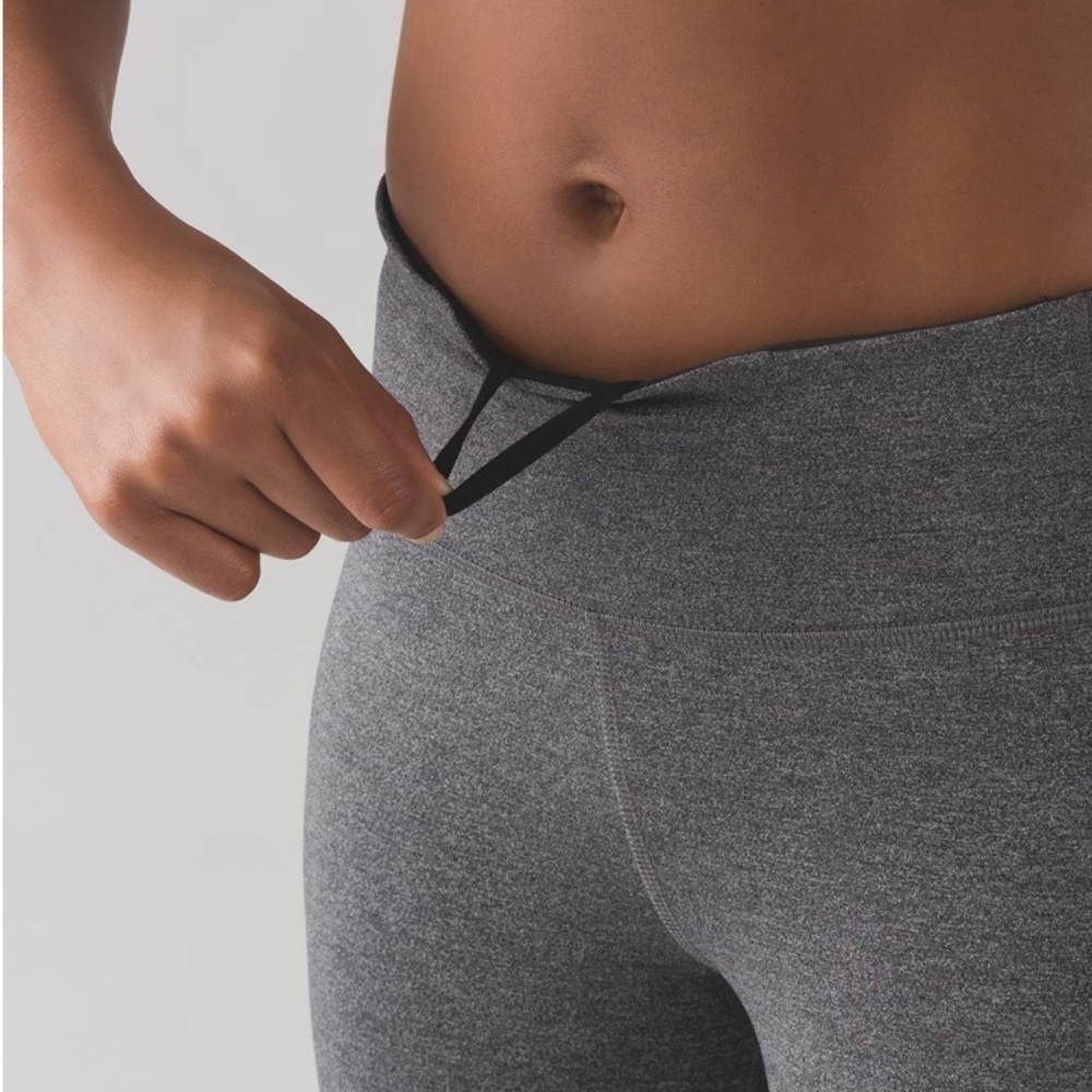 Lululemon Pace Rival Crop 19" Mid Rise Leggings Heathered Black Slate Sz 6 - Picture 3 of 12